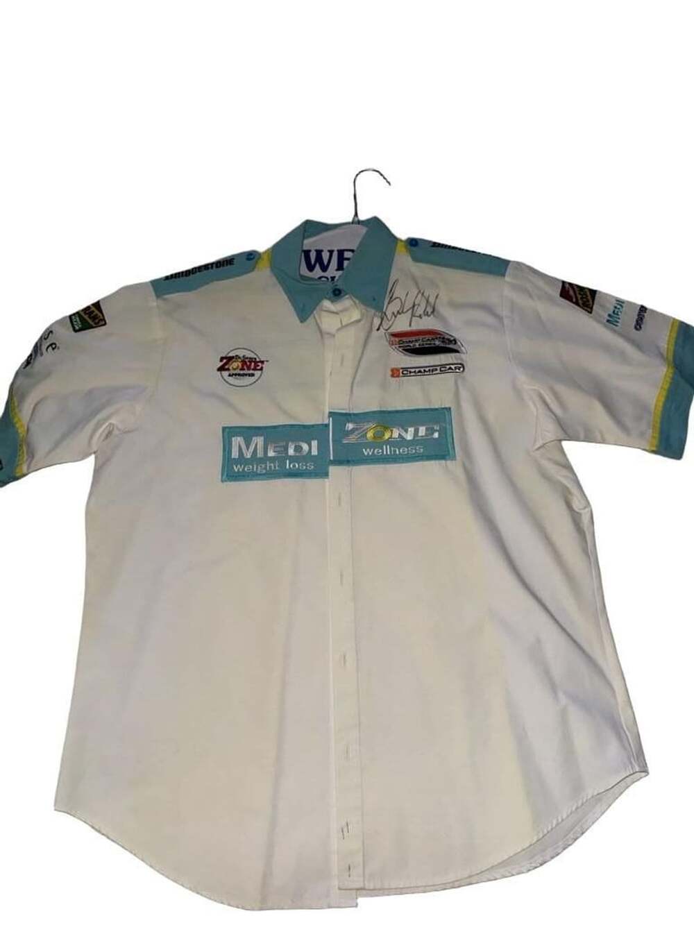 Fox Fabrique Champ Car Pit Shirt Size 44 White Racing Button Up